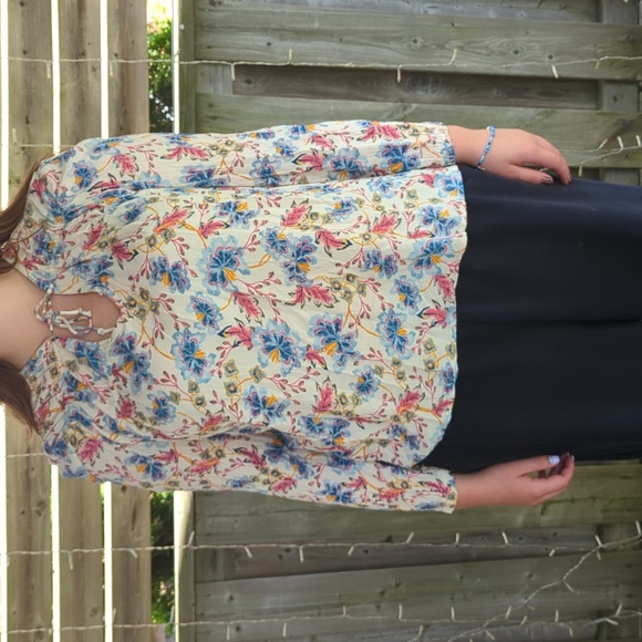 Sweet prairie floral boho blouse w cottage core/folk/peasant vibe - Picture 12 of 12